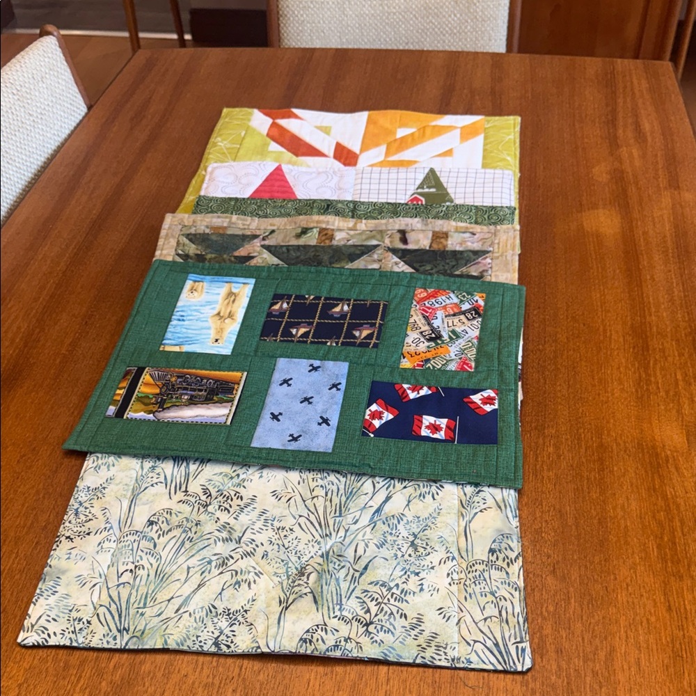 Colorful Quilted Placemats Set handcrafted quilted mixing match set of six